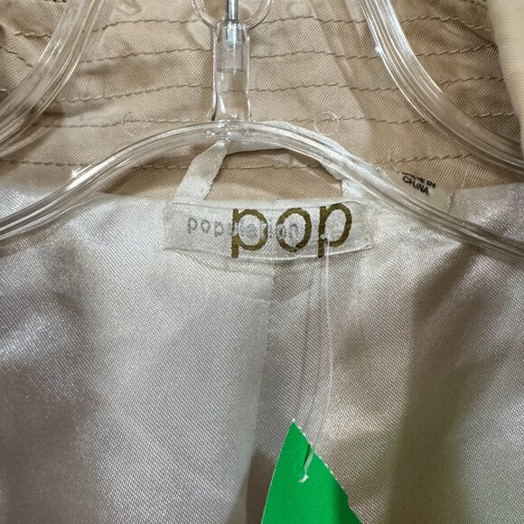 Population of Many Long Sleeve Button Front Collar Belt Coat Tan - Picture 5 of 11